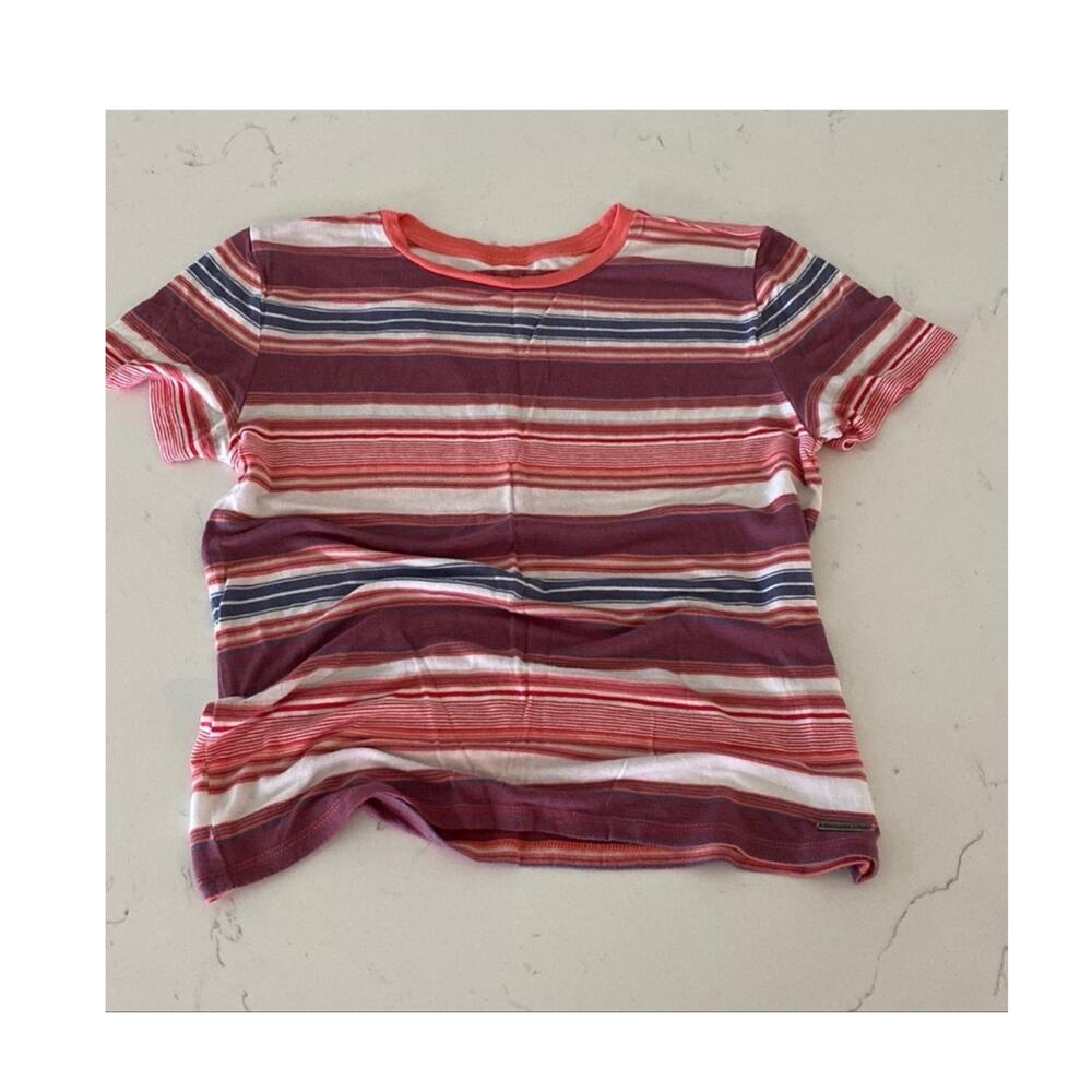 Abercrombie & Fitch Essentials Pink Striped Crop Top T Shirt Size Women's XS